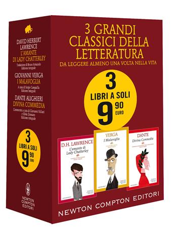 3 grandi classici: L'amante di Lady Chatterley-I Malavoglia-Divina commedia. Ediz. integrale - D. H. Lawrence, Giovanni Verga, Dante Alighieri - Libro Newton Compton Editori 2021 | Libraccio.it