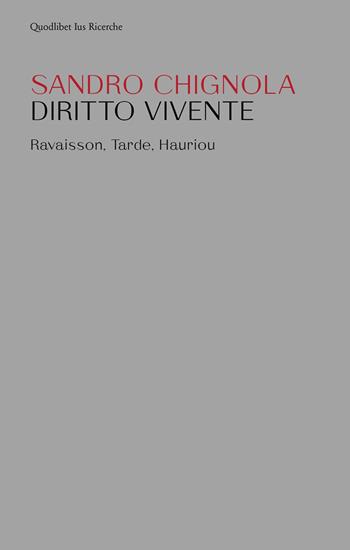 Diritto vivente. Ravaison, Tarde, Hauriou - Sandro Chignola - Libro Quodlibet 2020, Ius. Ricerche | Libraccio.it