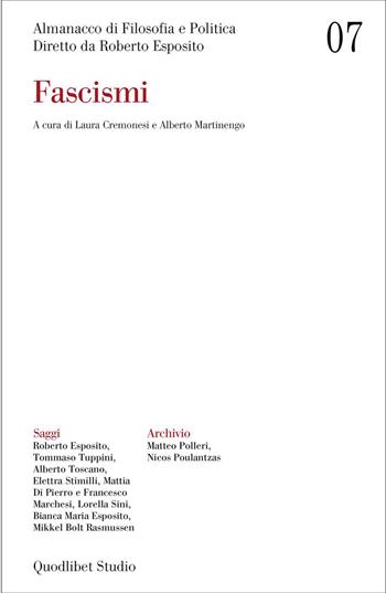 Almanacco di filosofia e politica. Vol. 7: Fascismi  - Libro Quodlibet 2026, Quodlibet Studio. Città e paesaggio. Fuori formato | Libraccio.it