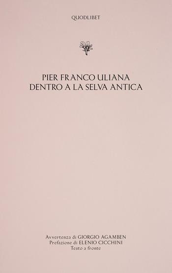 Dentro a la selva antica - Pier Franco Uliana - Libro Quodlibet 2026, Ardilut | Libraccio.it