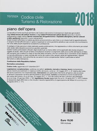 Codice civile. Turismo e ristorazione 2018. Per le Scuole superiori  - Libro Tramontana 2018 | Libraccio.it