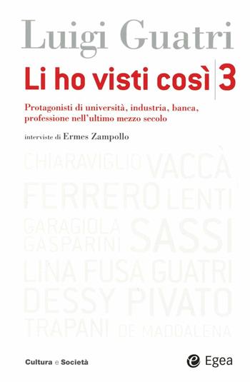 Li ho visti così. Protagonisti di università, industria, banca, professione nell'ultimo mezzo secolo. Vol. 3 - Luigi Guatri, Ermes Zampollo - Libro EGEA 2012, Cultura e società | Libraccio.it