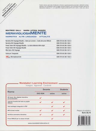 Meravigliosamente. Narrativa. Storie per scrivere. INVALSI. Per le Scuole superiori. - Beatrice Galli, M. Letizia Quinzio, Eva Cantarella - Libro Einaudi Scuola 2011 | Libraccio.it