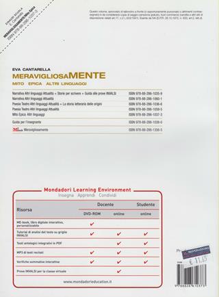Meravigliosamente. Mito. Epica. Altri linguaggi. - Beatrice Galli, M. Letizia Quinzio, Eva Cantarella - Libro Einaudi Scuola 2011 | Libraccio.it