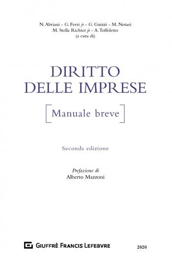 Diritto delle imprese. Manuale breve  - Libro Giuffrè 2020 | Libraccio.it
