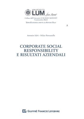 Corporate Social Responsibility e risultati aziendali - Antonio Salvi, Felice Petruzzella - Libro Giuffrè 2019, Università Lum Jean Monnet Casamassima. serie giuridica | Libraccio.it