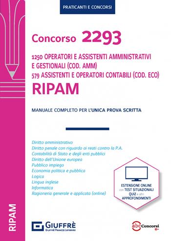 Concorso 2293 RIPAM 1250 operatori e assistenti amministrativi (Cod. AMM.) 579 assistenti e operatori amministrativo contabili (Cod. ECO) - Alberto Filippini - Libro Giuffrè 2022 | Libraccio.it