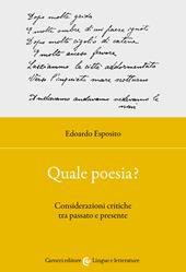 Quale poesia? Considerazioni critiche tra passato e presente