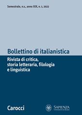 Bollettino di italianistica (2022). Vol. 1