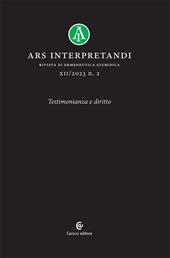 Ars interpretandi (2023). Vol. 2: Testimonianza e diritto