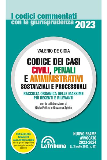 Codice dei casi civili, penali e amministrativi. Sostanziali e processuali - Valerio De Gioia - Libro La Tribuna 2023, I codici commentati con la giurisprudenza | Libraccio.it