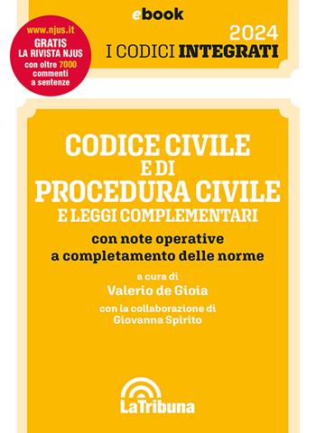 Codice civile e di procedura civile e leggi complementari con note operative a completamento delle norme  - Libro La Tribuna 2024 | Libraccio.it