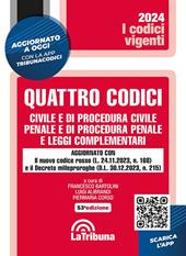 Quattro codici. Civile e di procedura civile, penale e di procedura penale e leggi complementari. Con App Tribunacodici