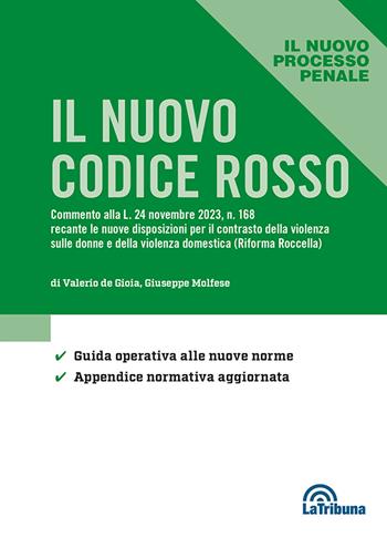 Il nuovo codice rosso - Valerio De Gioia, Giuseppe Molfese - Libro La Tribuna 2024, Il nuovo processo penale | Libraccio.it