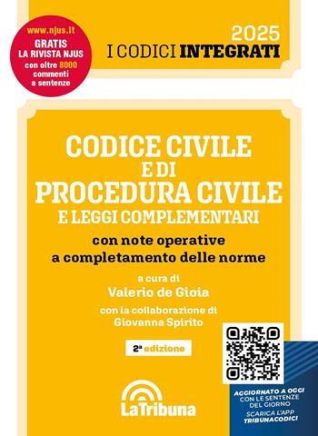 Codice civile e di procedura civile e leggi complementari con note operative a completamento delle norme  - Libro La Tribuna 2025 | Libraccio.it