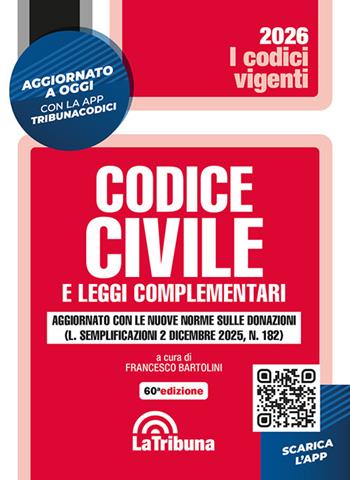 Codice civile e leggi complementari  - Libro La Tribuna 2026, I codici vigenti | Libraccio.it