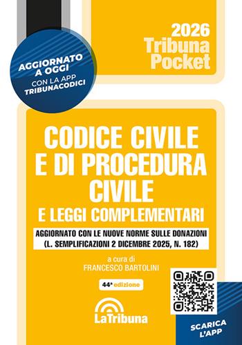 Codice civile e di procedura civile e leggi complementari  - Libro La Tribuna 2026, Tribuna pocket | Libraccio.it