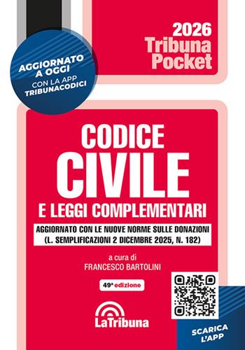 Codice civile e leggi complementari  - Libro La Tribuna 2026, Tribuna pocket | Libraccio.it