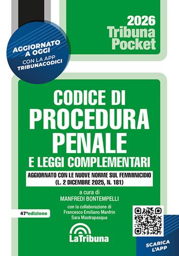 Codice di procedura penale e leggi complementari  - Libro La Tribuna 2026, Tribuna pocket | Libraccio.it