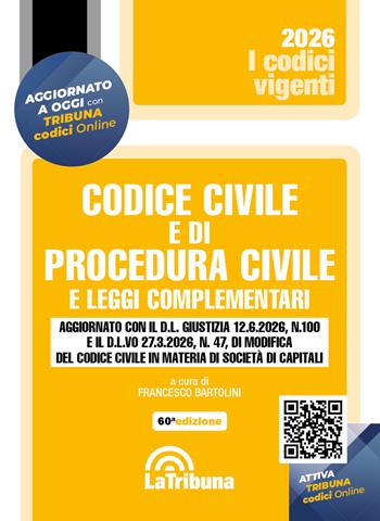Codice civile e di procedura civile e leggi complementari 2026  - Libro La Tribuna 2026, I codici vigenti | Libraccio.it