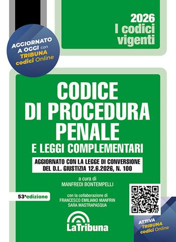 Codice di procedura penale e leggi complementari 2026  - Libro La Tribuna 2026, I codici vigenti | Libraccio.it