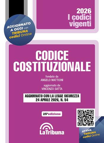 Codice costituzionale - Vincenzo Satta - Libro La Tribuna 2026, I codici vigenti | Libraccio.it