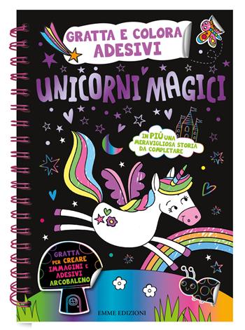 Unicorni magici. Gratta e colora adesivi. Ediz. a colori. Con Prodotti vari: matita di legno  - Libro Emme Edizioni 2024, A pagine aperte | Libraccio.it