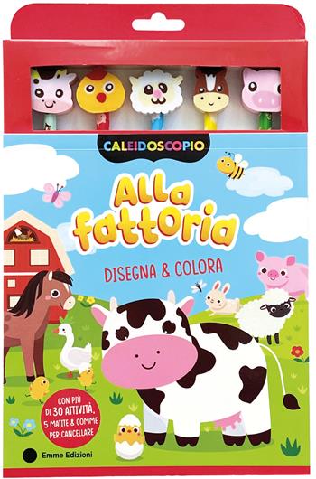 Alla fattoria. Ediz. illustrata. Con 5 gomme per cancellare. Con 5 matite colorate  - Libro Emme Edizioni 2026, A pagine aperte | Libraccio.it