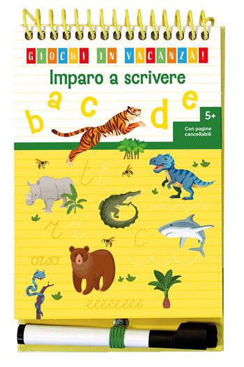 Imparo a scrivere. Giochi in vacanza! Ediz. a colori. Ediz. a spirale. Con pennarello  - Libro Emme Edizioni 2026, A pagine aperte | Libraccio.it
