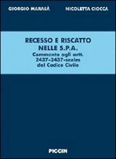 Recesso e riscatto nelle S.p.A. Commenti agli articoli 2437-2437 sexies del codice civile