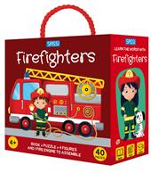 Firefighters. Q-box. Ediz. a colori. Con 4 figures. Con fire engine to assemble. Con puzzle