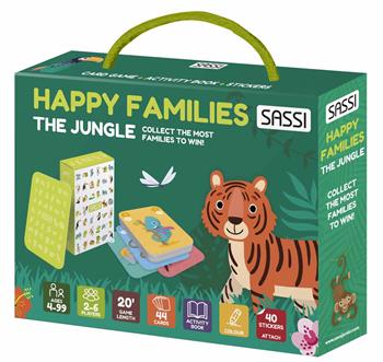 The jungle. Happy families. Valigetta con carte e stickers. Ediz. a colori. Con 44 Carte. Con 40 Adesivi - Ester Tomè, Ester Tomè - Libro Sassi 2023, Sassi junior | Libraccio.it