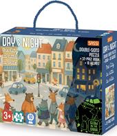 The city-La città-La ville. Puzzle day & night. Ediz. multilingue. Con puzzle di 40 pezzi. Con 10 sagome dei personaggi