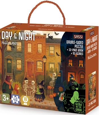 Halloween. Puzzle day & night. Ediz. multilingue. Con puzzle di 40 pezzi. Con 10 sagome dei personaggi - Matteo Gaule, Ester Tomè - Libro Sassi 2026, Sassi junior | Libraccio.it