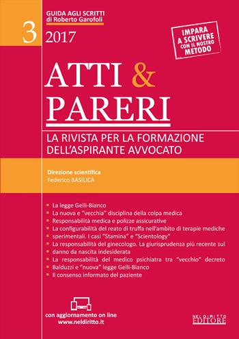 Atti & pareri. La rivista per la formazione dell'aspirante avvocato (2017). (fornito elettronicamente). Vol. 3  - Libro Neldiritto Editore 2017, Guida agli scritti | Libraccio.it