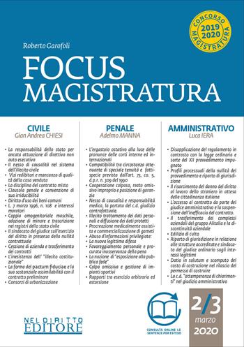 Focus magistratura. Concorso magistratura 2020: Civile, penale, amministrativo. Vol. 2 - Roberto Garofoli - Libro Neldiritto Editore 2020 | Libraccio.it