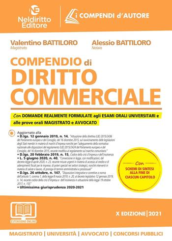 Compendio di diritto commerciale - Valentino Battiloro, Alessio Battiloro - Libro Neldiritto Editore 2021 | Libraccio.it