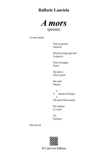 A mors - Raffaele Lauriola - Libro Il Convivio 2026 | Libraccio.it