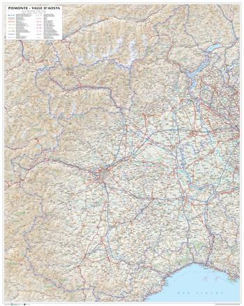 Piemonte. Valle d'Aosta. Carta stradale della regione 1:250.000 (carta murale plastificata stesa con aste cm 86 x 108 cm)  - Libro Global Map 2018 | Libraccio.it
