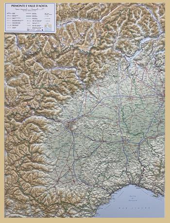 Piemonte e Valle d'Aosta 1:350.000 (carta in rilievo con cornice)  - Libro Global Map 2021 | Libraccio.it