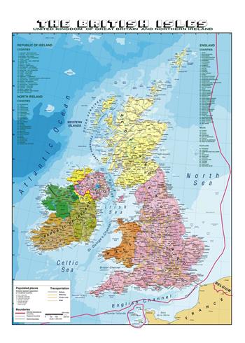 The British Isles 1:1.300.000. Carta murale scolastica fisico/politica plastificata con aste  - Libro Global Map 2022 | Libraccio.it