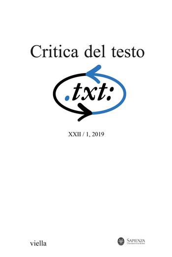 Critica del testo (2019). Vol. 22\1  - Libro Viella 2019 | Libraccio.it
