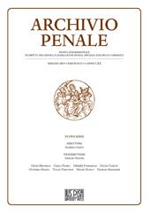 Archivio penale. Rivista quadrimestrale di diritto, procedura e legislazione penale, speciale, europea e comparata (2019). Vol. 1