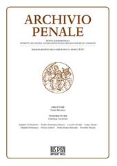 Archivio penale. Rivista quadrimestrale di diritto, procedura e legislazione penale, speciale, europea e comparata (2022). Vol. 2