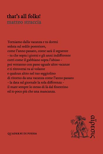That's all folks! - Matteo Straccia - Libro Eretica 2020, Quaderni di poesia | Libraccio.it