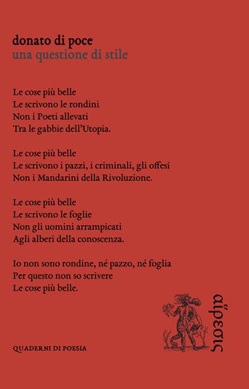 Una questione di stile - Donato Di Poce - Libro Eretica 2022, Quaderni di poesia | Libraccio.it