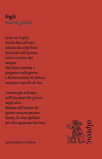 Fogli - Marta Giusti - Libro Eretica 2022, Quaderni di poesia | Libraccio.it