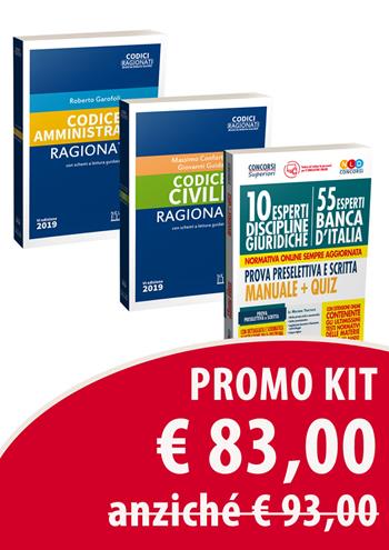 Kit 10 esperti nelle discipline giuridiche (55 esperti Banca d'Italia). Prova preselettiva e scritta. Manuale + quiz-Codice civile ragionato-Codice amministrativo ragionato. - Giovanni Guida, Massimo Confortini, Roberto Garofoli - Libro Nld Concorsi 2019, Concorsi superiori | Libraccio.it