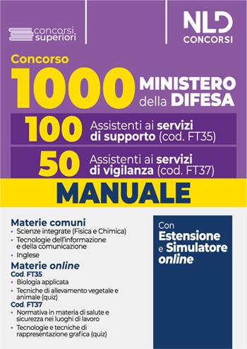 Concorso 1000 assistenti Ministero della Difesa. 100 assistenti ai servizi di supporto e 50 assistenti ai servizi di vigilanza. Con espansione online  - Libro Nld Concorsi 2024 | Libraccio.it