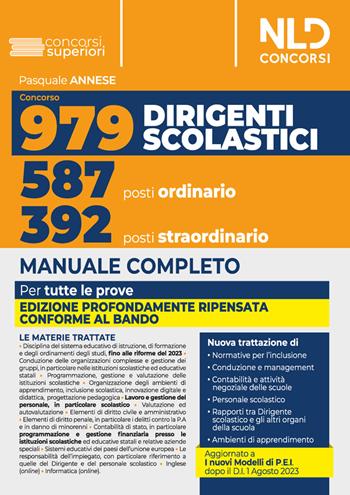 Concorso 979 posti dirigente scolastico. Manuale completo per la prova preselettiva, scritta e orale 2023. Con espansione online  - Libro Nld Concorsi 2023 | Libraccio.it